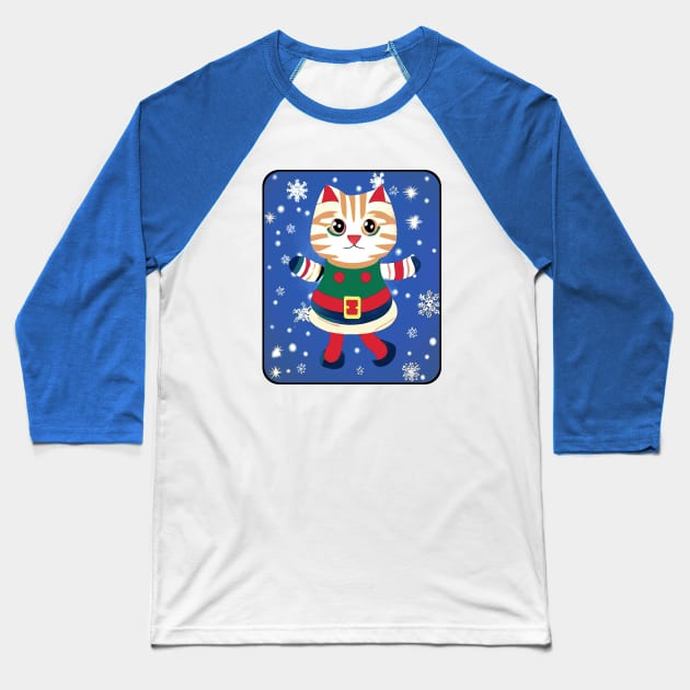 Elf Cat Baseball T-Shirt by Off the Page